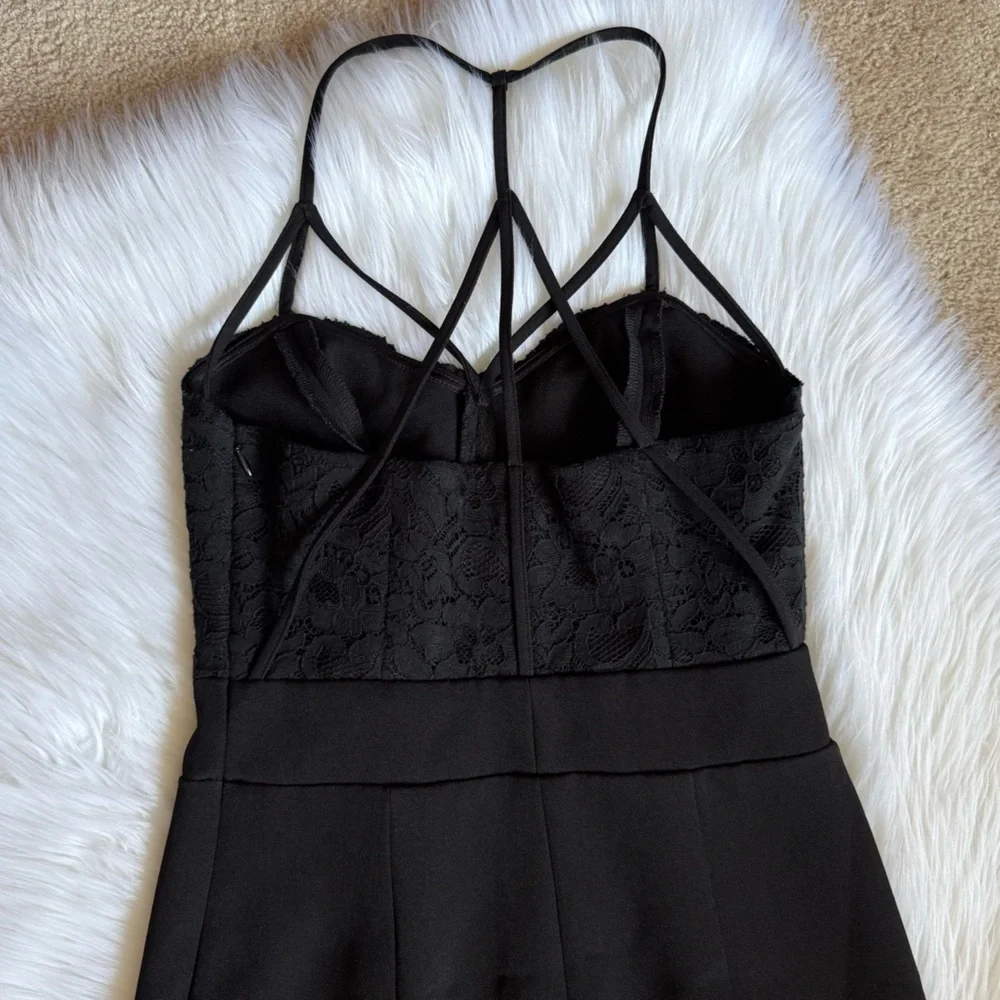 Y2K Express Strappy Black Lace Cutout Bodycon Dress 0 - Picture 7 of 11